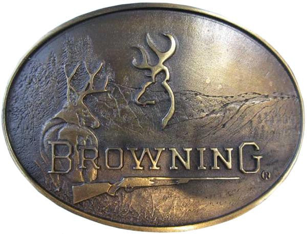 Brn Deer Brass Belt Buckle