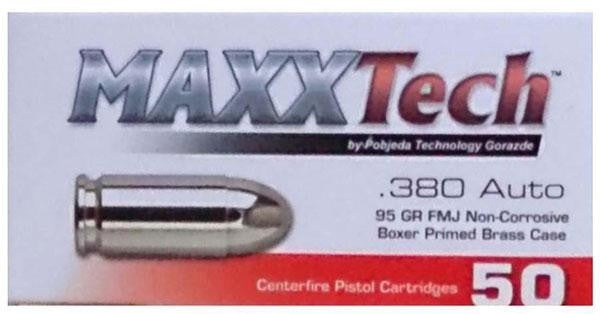 Maxxtech Brass 380acp 95gr Fmj50bx